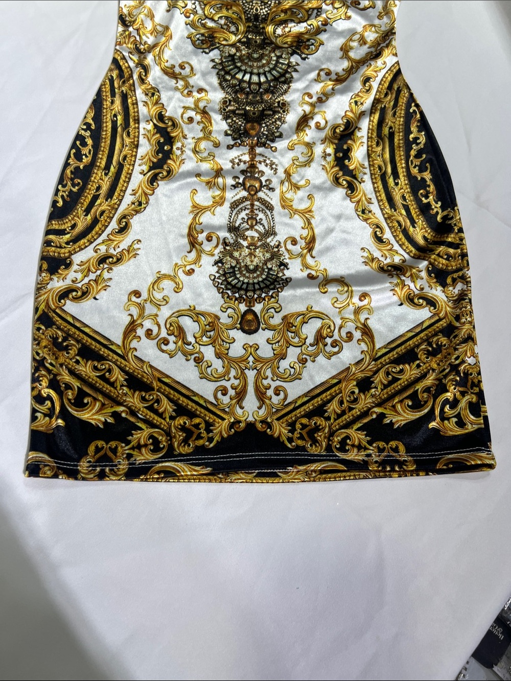 Gold & Black Baroque Print Slip Dress - Picture 3 of 6
